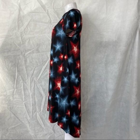 LulaRoe Star Dress Black Blue Red High Low T-shirt Dress - Picture 5 of 10